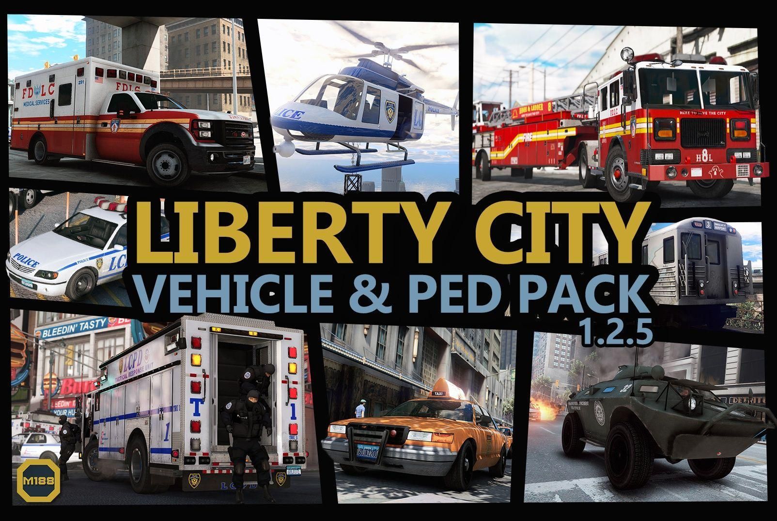 【GTA5载具】Liberty City Vehicle & Ped Pack:还原真实服务车辆,打造逼真洛圣都
