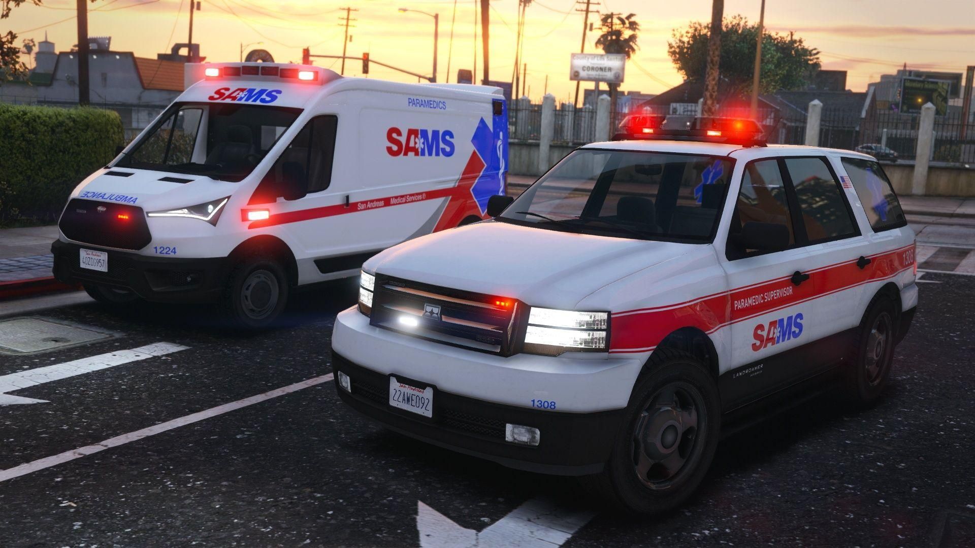 【GTA5载具】SAMS Speedo Express Ambulance & Dundreary Landroamer Paramedic Supervisor:洛圣都最真实的急救车队!