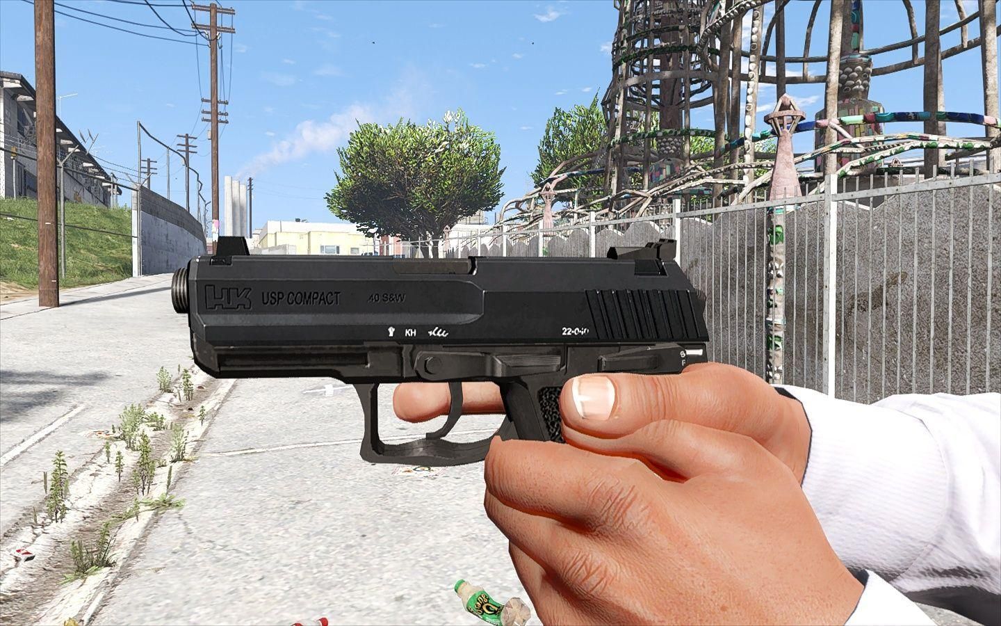 GTA5 真实美工:H&K USP Compact 金属质感动画版 MOD(银色滑套)